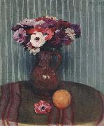 Felix Vallotton Still life with Anemones and Orange oil painting artist